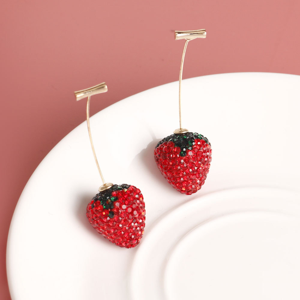 12g Weight Alloy Ear Needle Material Ear Studs Classification 1 Pair Quantity Holiday, Tea Party Occasion Zinc alloy Material Strawberry Pattern All Seasons Season Women's Gender Plating Design Sweet, Simple Style Style 1 Pair Sweet Simple Style Strawberry Plating Zinc Alloy Ear Studs 13