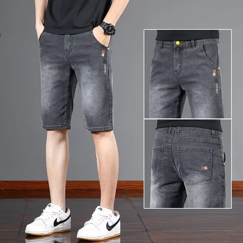 Summer Denim Shorts Men's Loose Five-Point Retro Stretch Casual Pants 2025 New Trendy Brand Medium Pants Thin Style