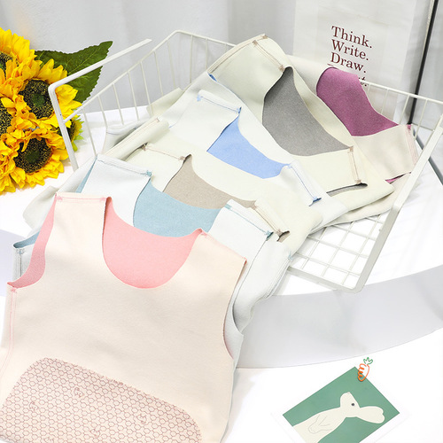 Children's warm vest with extra lining, suitable for autumn and winter, seamless inner lining, protective abdomen, unisex children's base garment jacket innerwear