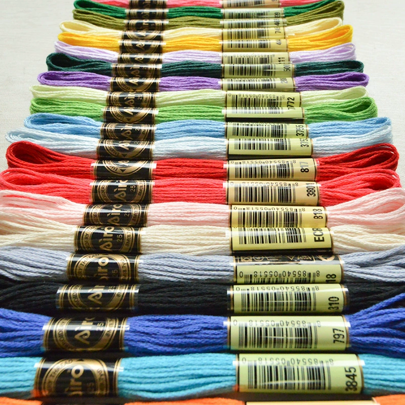 Embroidery Floss DMC 8 m, 482-color Polyester Cross-Stitch Thread, dual-label