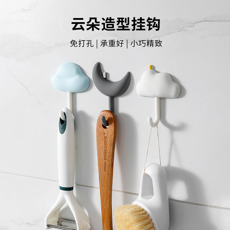 Cloud hook viscose wall bathroom kitchen hook paste non-perforated sticky hook seamless storage wall hook