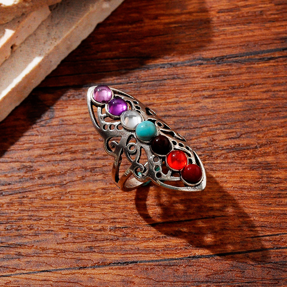 10g Weight Rings Classification 7, 8, 9 Ring Size 1 Piece Quantity Daily, Party Occasion Imitation Turquoise, Alloy Material Printing, Geometric Pattern Women's Gender Plating Design Vintage Style Style Wholesale Jewelry Vintage Style Printing Geometric Imitation Turquoise Alloy Plating Rings 10