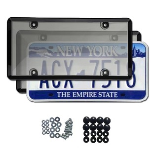 2-Piece Set Amazon Cross-Border Modified American Standard Curved Transparent Smoked License Plate Protective Cover American License Plate Frame