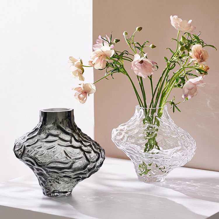 American Country Popular Light Luxury Canyon Flower Vase Asymmetrical Glass Flower Arrangement Ornament Hydroponic Advanced Decor