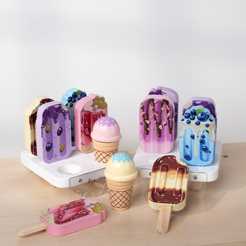 Educación temprana transfronteriza Montserrat Juguetes de rompecabezas helado letras emparejadas cognitivo infantil Simulación palabra helado color