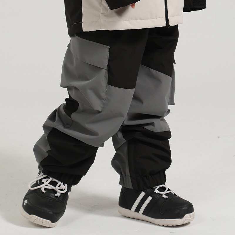 Nove ženske smučarske zimske hlače z odebeljenim furnirjem, dvobarvnim spajanjem, velikimi žepi, toplimi, odpornimi proti vetru, vodoodpornimi, z dvojno desko za sneg_voghion.com