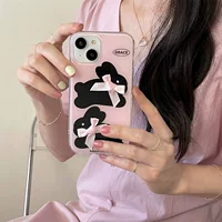 Чехол для телефона (Apple) iPhone 11–16 серии совместимый — 3D-заяц с бантом, прозрачный TPU