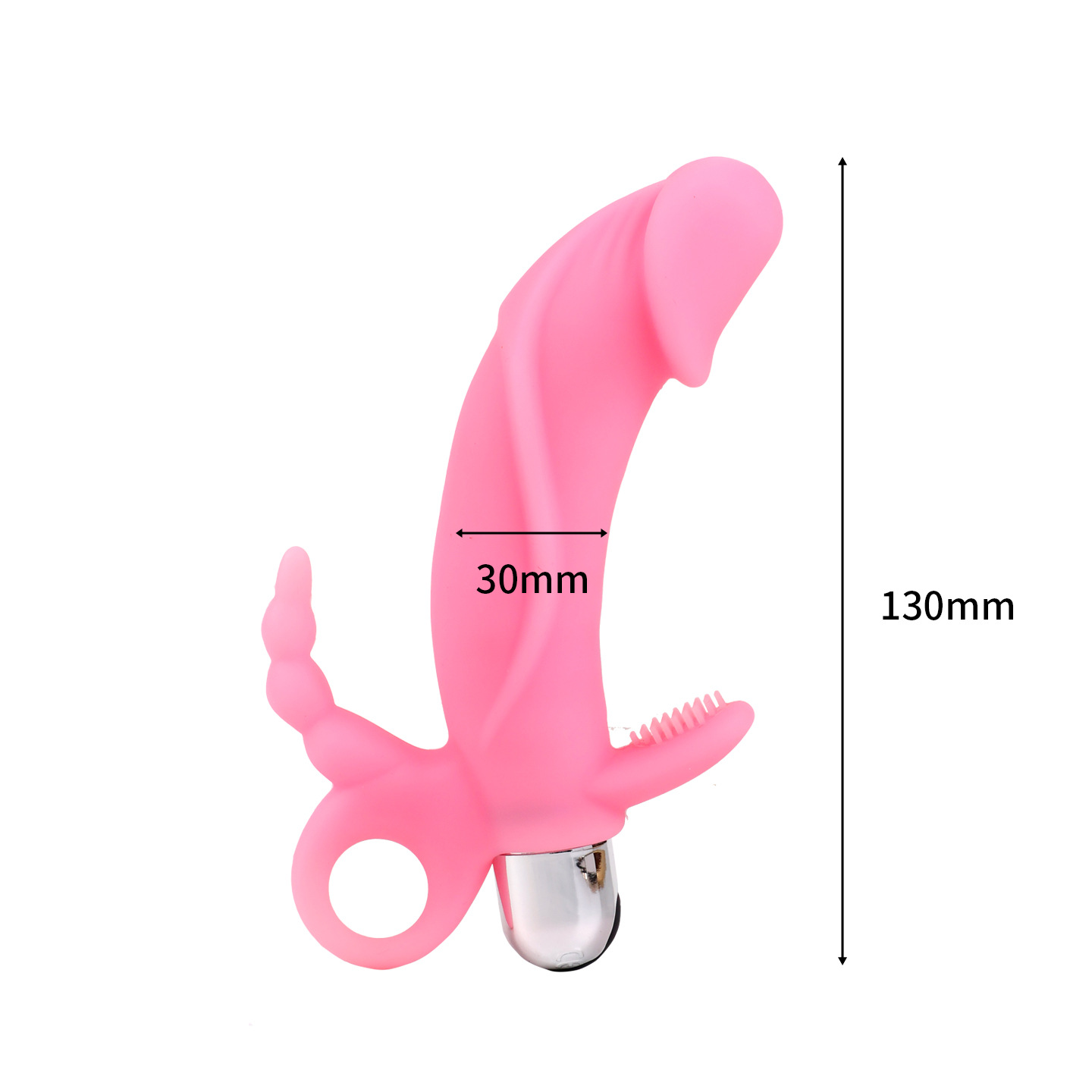 Rechargeable Silicone Vibrating Prostate Plug, 10-Frequency Gun-Shaped Design, Black — detail image 3