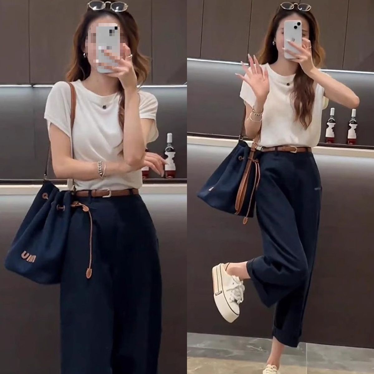 Áo trắng+quần xanh