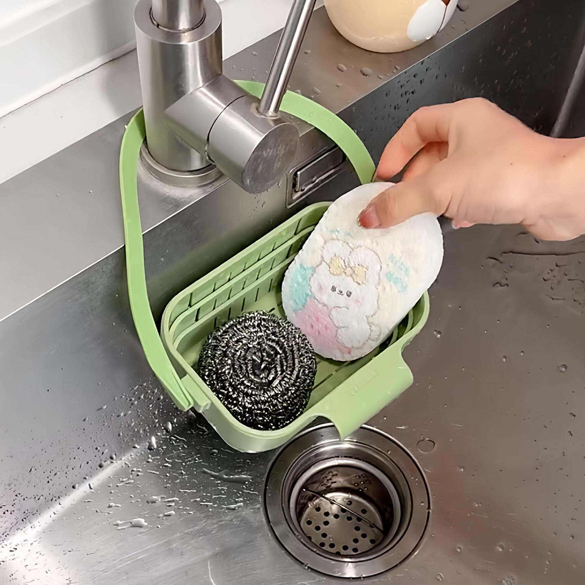 Cesta de drenaje plegable lavabo de cocina lavabo de verduras cesta de filtraje telescópica separación seca y húmeda cesta de almacenamiento PP cesta de drenaje