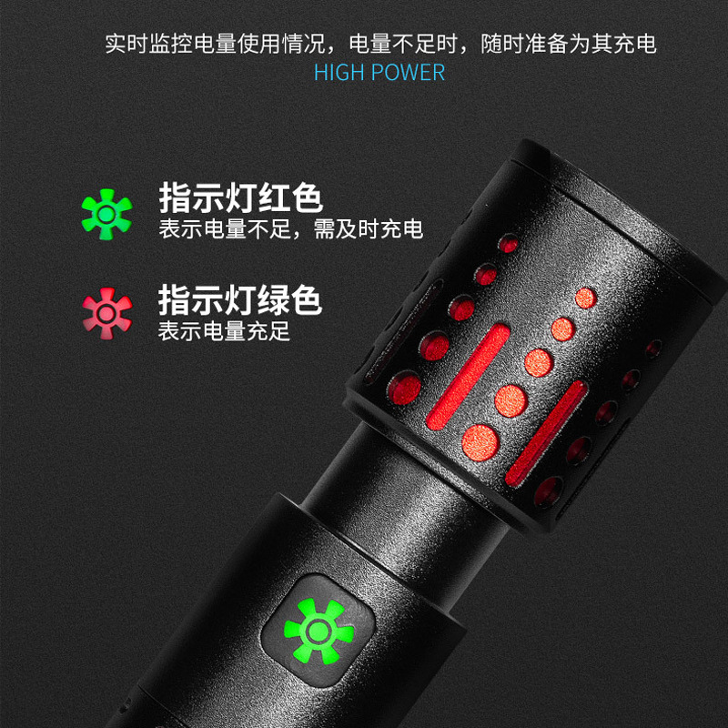 Transfronteriza nueva linterna al aire libre multifunción pluma clip luz de trabajo inteligente pantalla eléctrica iluminación impermeable enfoque retráctil