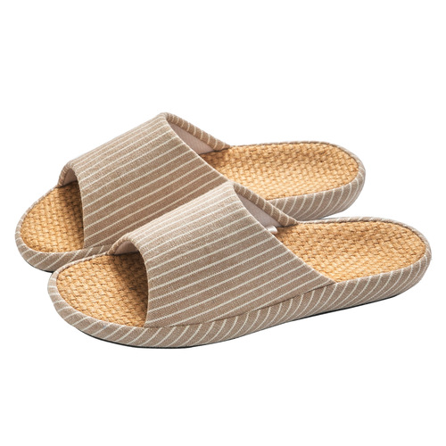 Jingshilu Japanese-style summer couple linen slippers home indoor fabric silent thick-soled floor home cotton and linen slippers