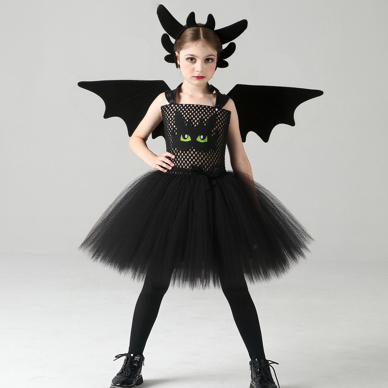 クロスボーダー新ハロウィンヒックとドラゴンコス無歯の女の子のガーゼスカートスーツステージコスプレ衣装|undefined