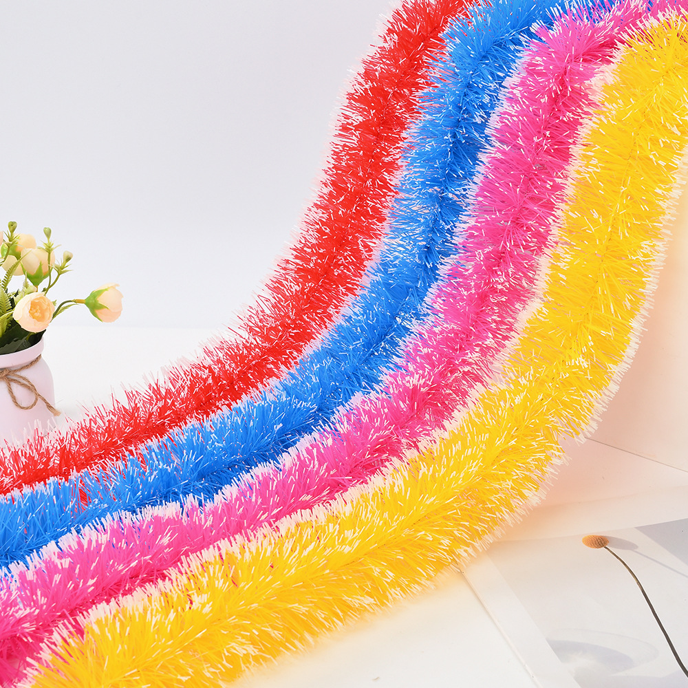 Comercio exterior transfronterizo 2 M Borde blanco copo de nieve color raya Decoración de Navidad lana raya Garland actividad escena diseño Decoración