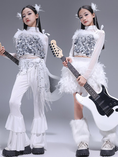 Jazz Dance Clothing Girls Suit Korean Style Crop Top Vest Jazz Sweatpants Kidsren's Fashionable Performance Clothing