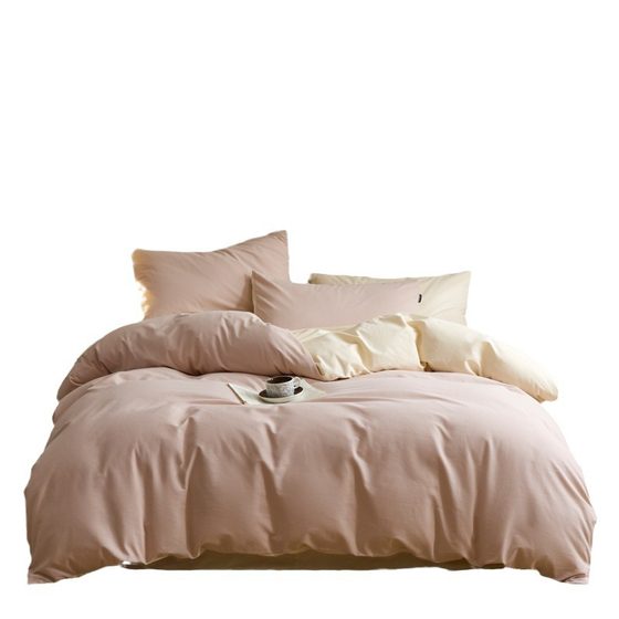 Nordic style autumn and winter A 80s cotton solid color thick sanding four-piece cotton bedding three-piece set