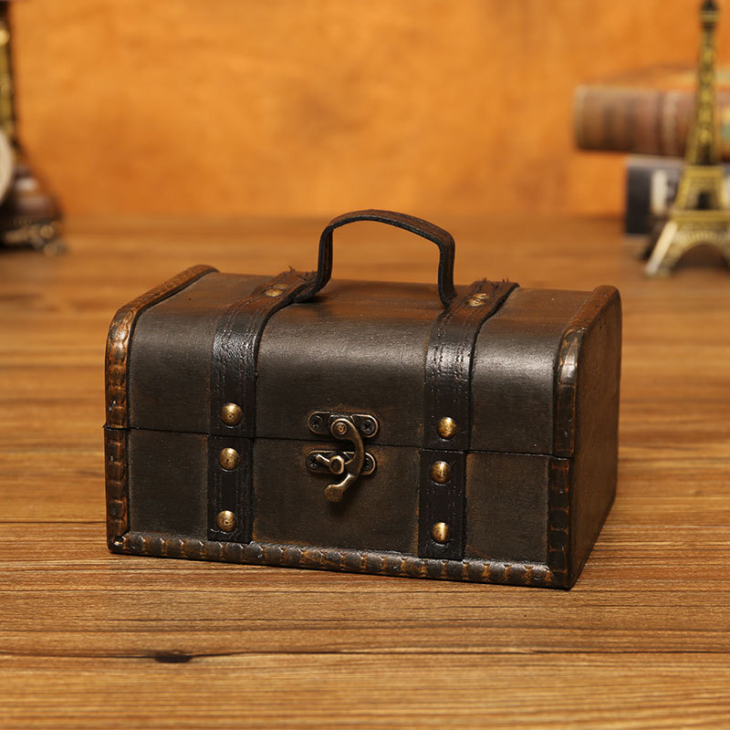 Retro wooden antique table storage box