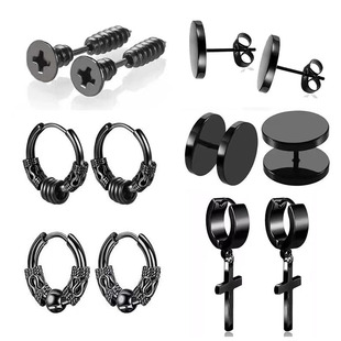 Cross-Border Men's earrings 12-piece set combination cross earrings screw stud earrings retro Tibetan dragon pattern ear buckle