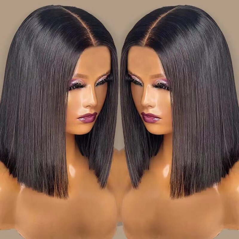 African wig front lace Bob head Yaki 13x4 lace wig kinky straight in stock
