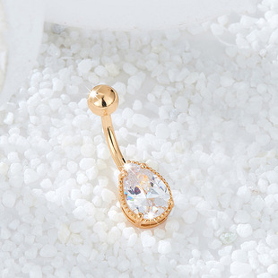 European and American ins Simple Water Drops Micro-inlaid Zircon Naples Naples Ring Belly Buckle Body Piercing Jewelry