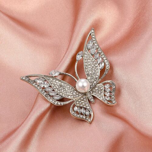 Korean fashion new diamond butterfly brooch high-end fresh alloy badge retro pin clothing accessories
