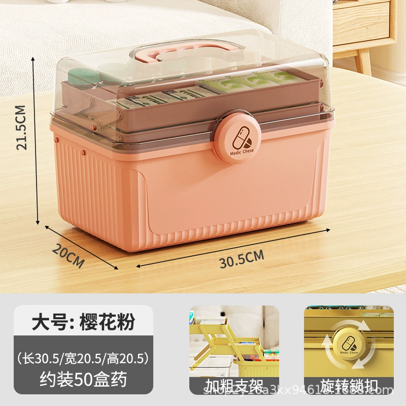 Handheld Storage Box, Extra-Large 3-Layer Portable Organizer with Transparent Lid