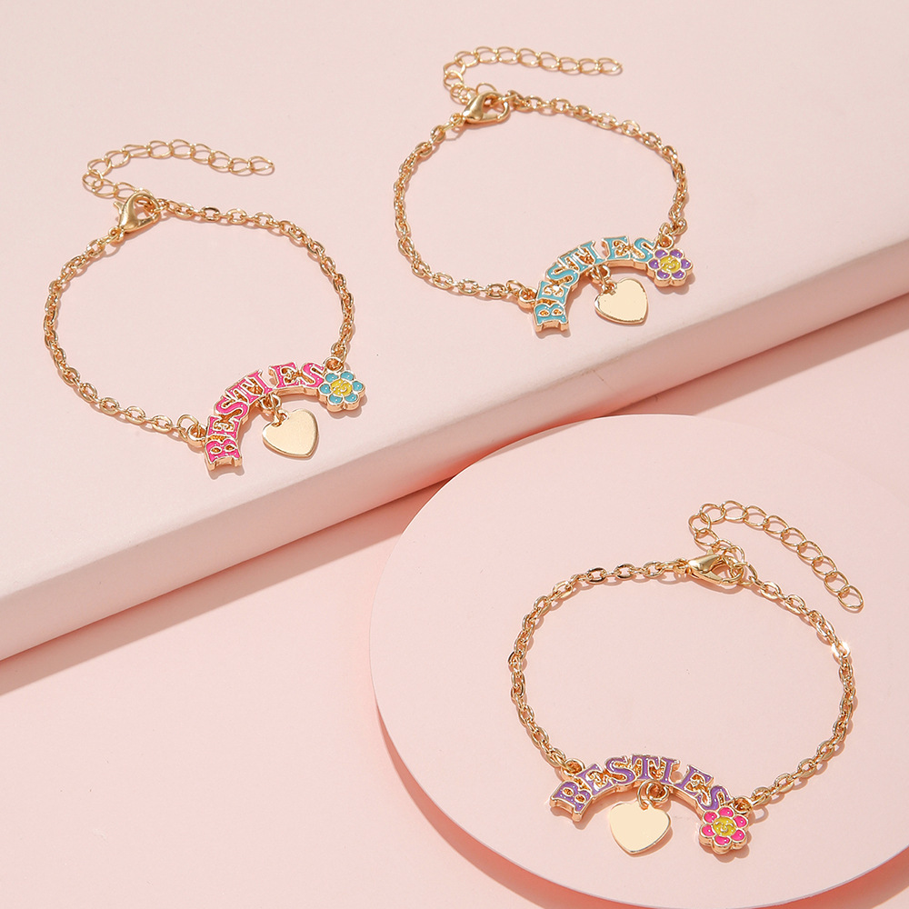 Cute Flower Alloy Plating Kidu0027S Bracelets 3 Piece Set