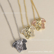 范家/F家立体美杜莎人头黄铜项链女欧美复古时尚吊坠个性潮流颈链