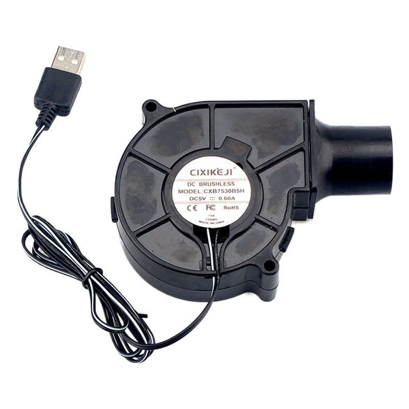 Прямые поставки с завода: вентилятор 7530 с круглым соплом, регулируемый контроллер скорости 5В для повербанка, вытяжной вентилятор для барбекю и дровяных печей
