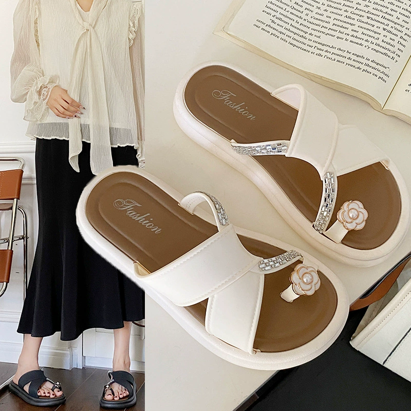 Плоские тапочки женские снаружи носят новый летний сетка красная камелия