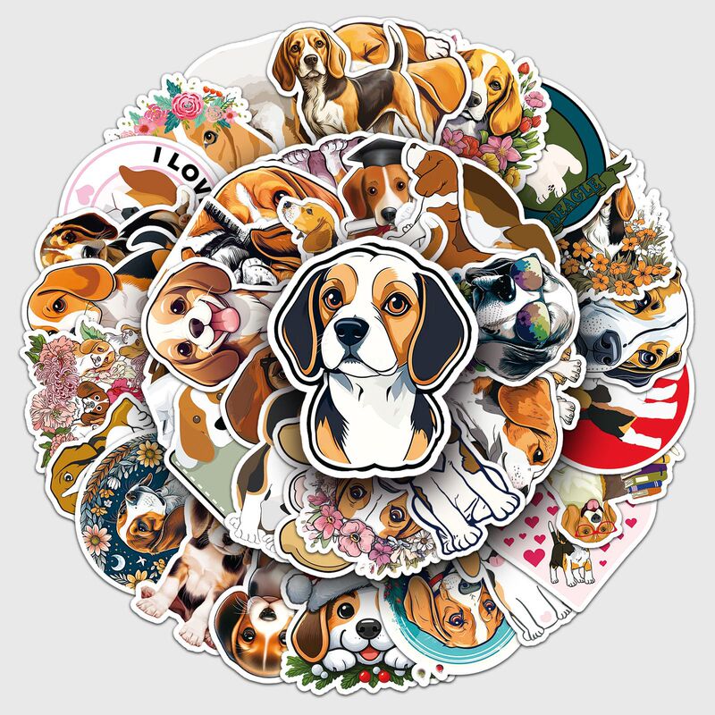 50 Beagle Dog Graffiti Stickers Personalized Cross-border Cartoon Cute Dog Animal Decoration Luggage Water Cup Stickers