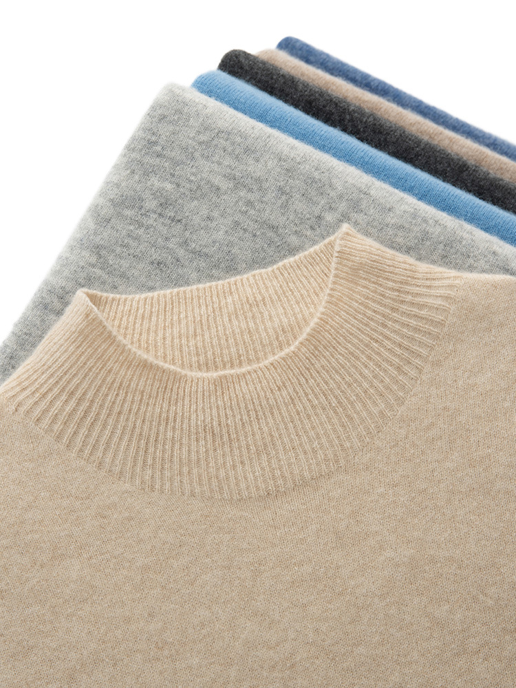 Cashmere thin knitted trend sweater with a round collar for leisure