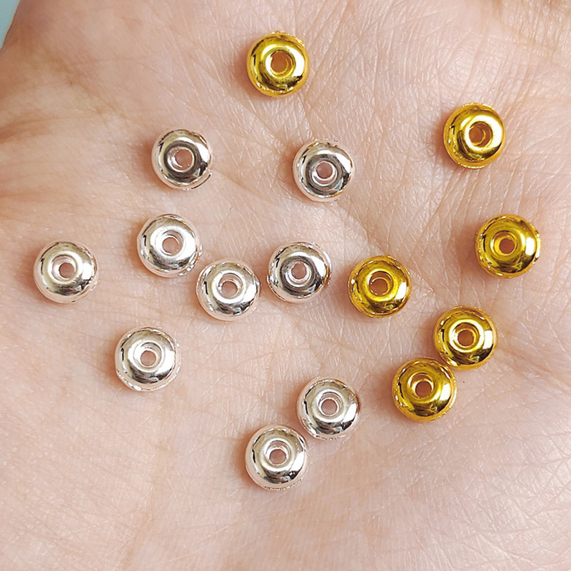 Glossy spacer beads bracelet beads alloy spacer beads silver spacer 6mm Buddha beads gasket DIY jewelry accessories A7