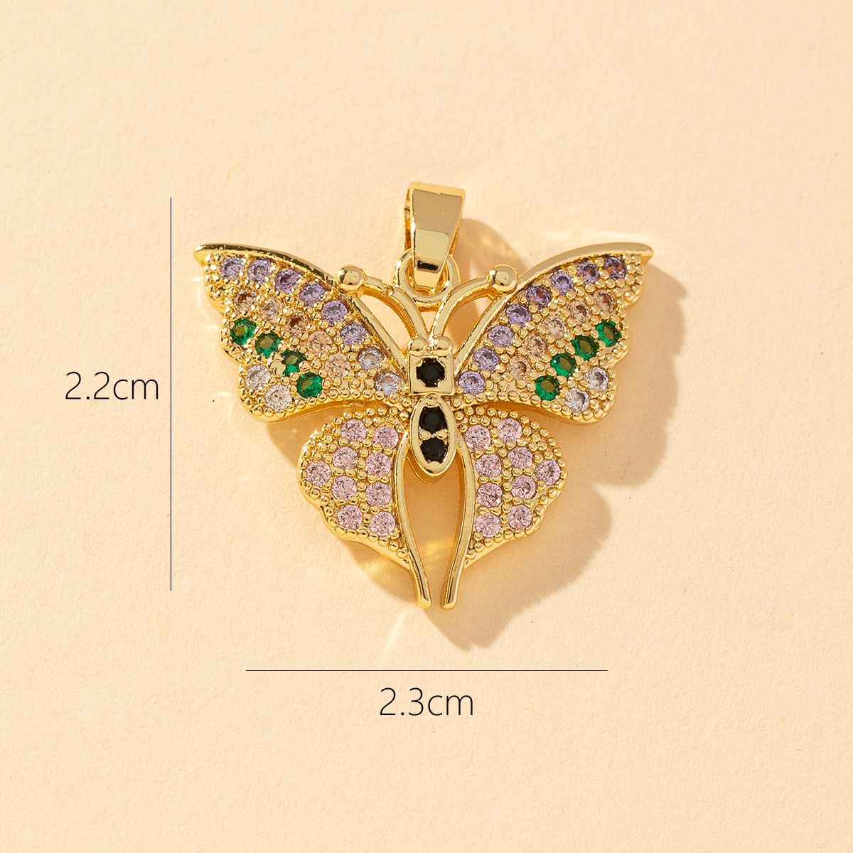 1 Piece Copper Rhinestones Butterfly Pendant display picture 20