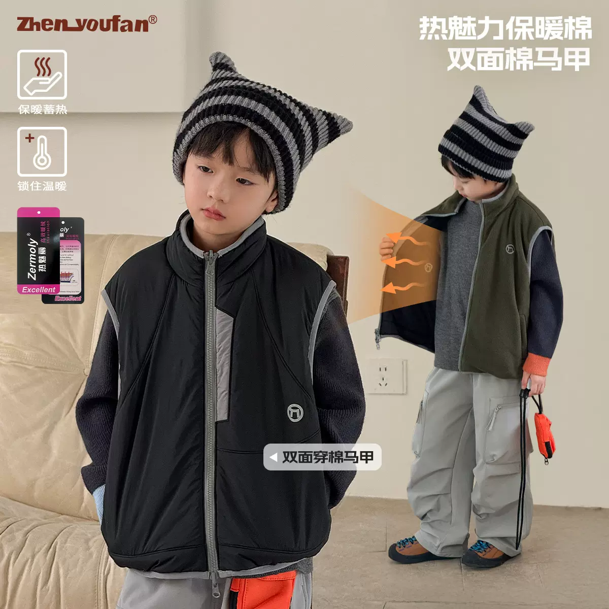 童装男童摇粒绒马甲2025秋冬新款儿童加厚外穿背心中大童保暖上衣