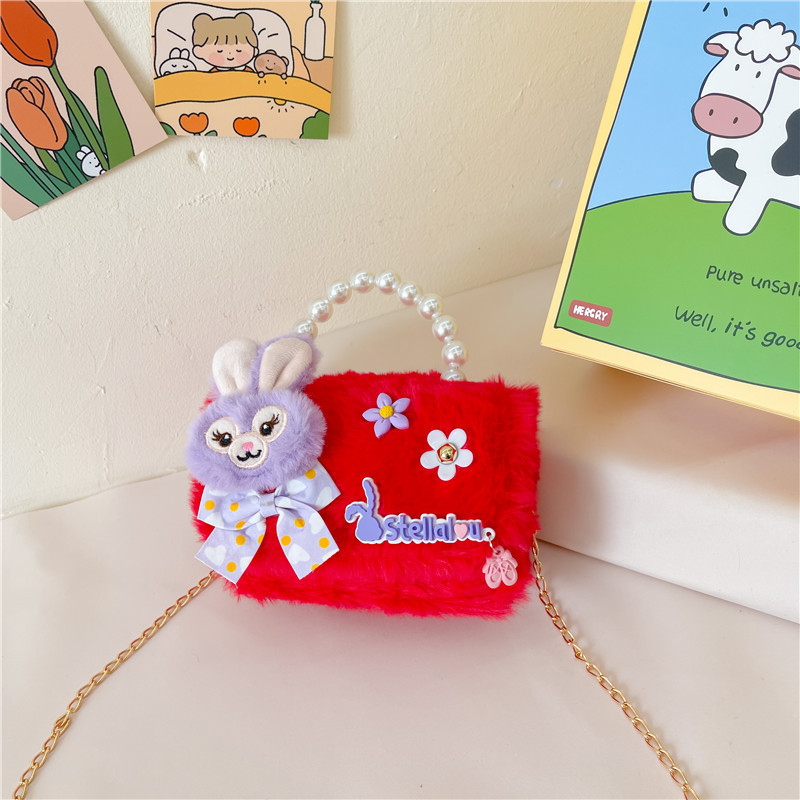 Chanel estilo princesa flor accesorios bolsa conejito bolso de hombro del niño Bolsa de felicitación de Año Nuevo estilo coreano bolsa de mensajero de los niños de dibujos animados
