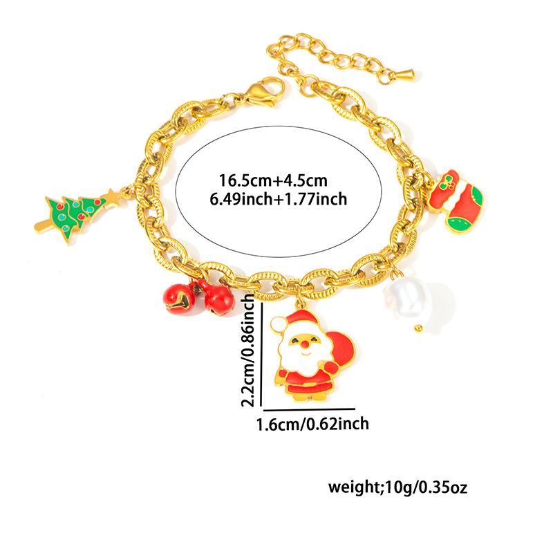 1 Piece Quantity Cute Christmas Tree Santa Claus Elk Titanium Steel Bracelets In Bulk Christmas