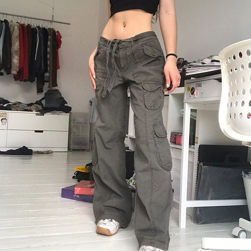 American High Street Retro Multi-Pocket Distressed Cargo Pants for Men and Women, Cool Street Style, Loose Slimming Straight-Leg Long Pants Trendy