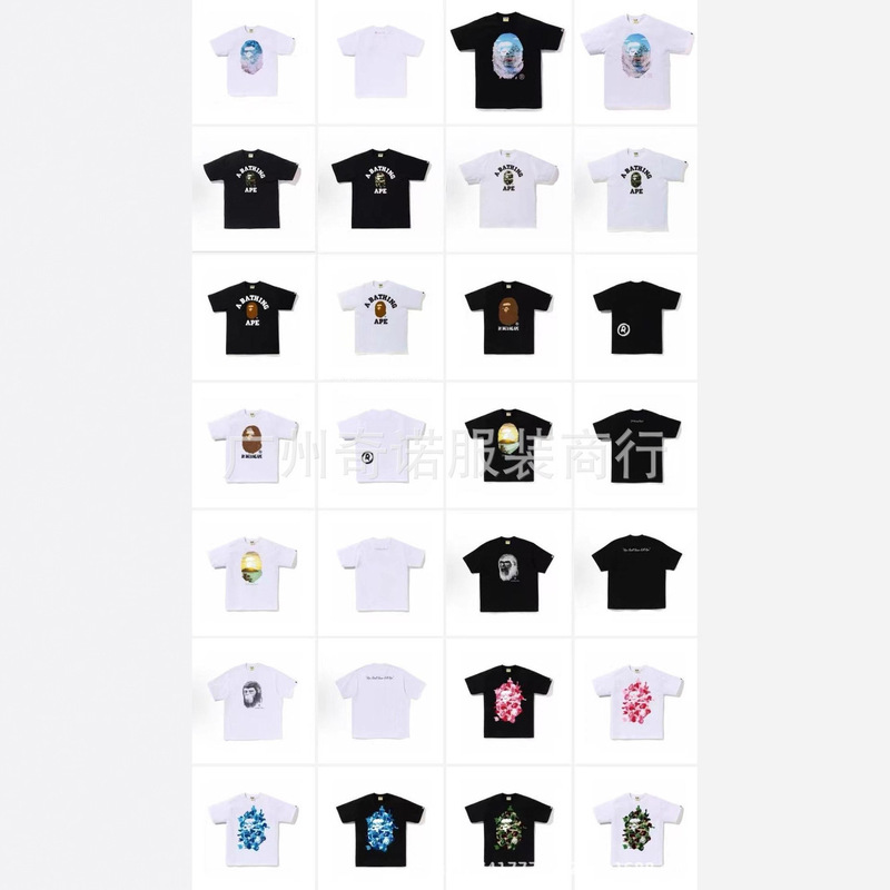 Dropshipping High Street Fashion Brand 270g High Quality Cartoon T-Shirt Shark Bape Short-Sleeved Export Cross-Border Wholesale 5