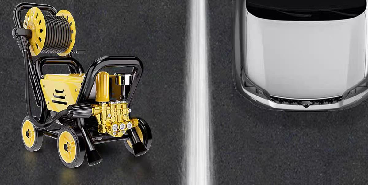 Small yellow car ultra-high pressure car washing machine 220V water gun high-power home commercial cleaning machine portable pressurized car washing