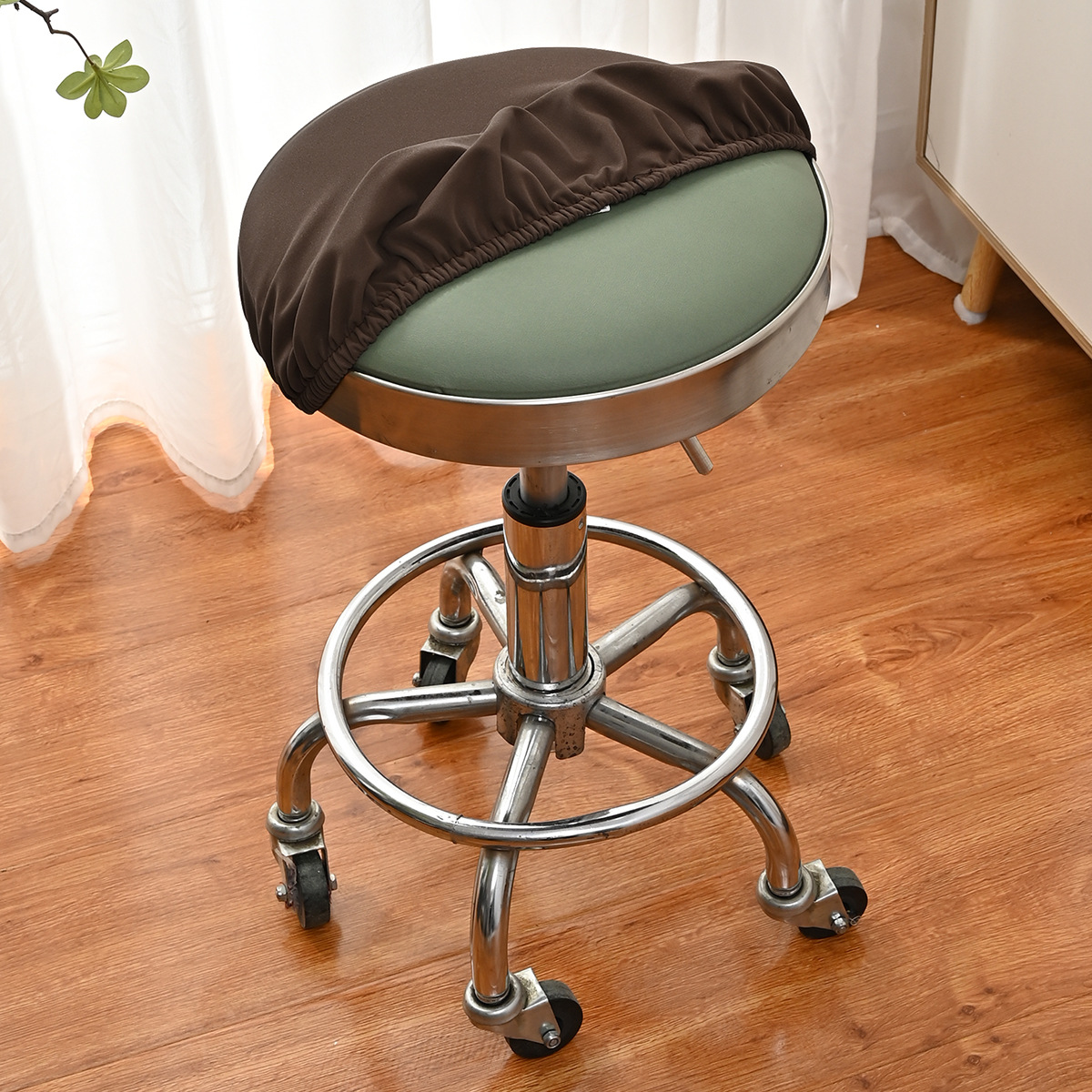 Amazon transfronterizo color sólido elástico brillante cubierta de taburete redondo cubierta de barbería general cubierta de taburete redondo cubierta de silla cubierta