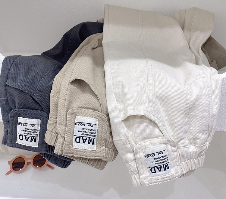 Kids(7-16Years) Age Group Simple Style Letter Solid Color Cotton Boys Pants