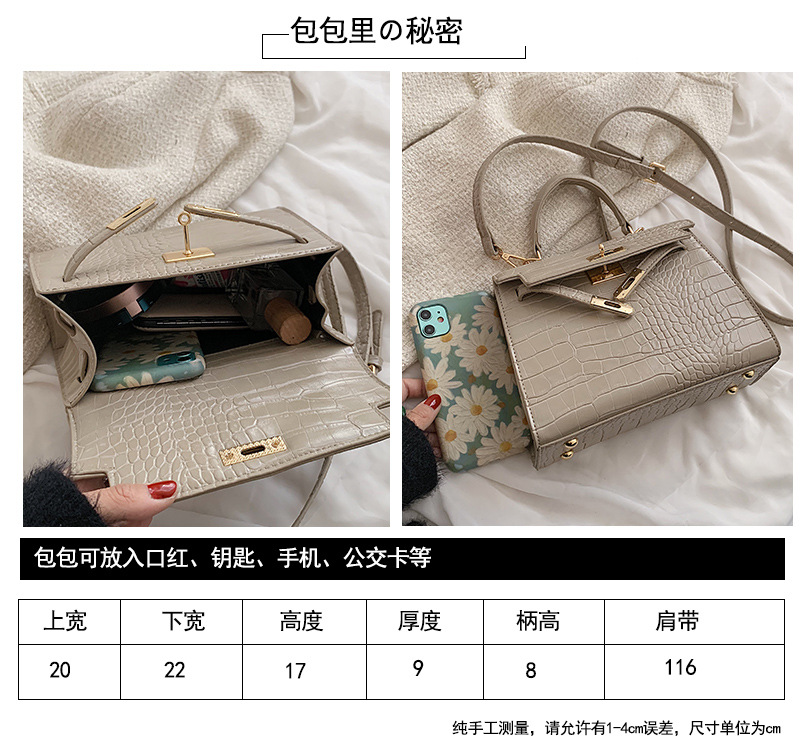 Fashion New Crocodile Pattern Shoulder Messenger Small Square Bag display picture 1