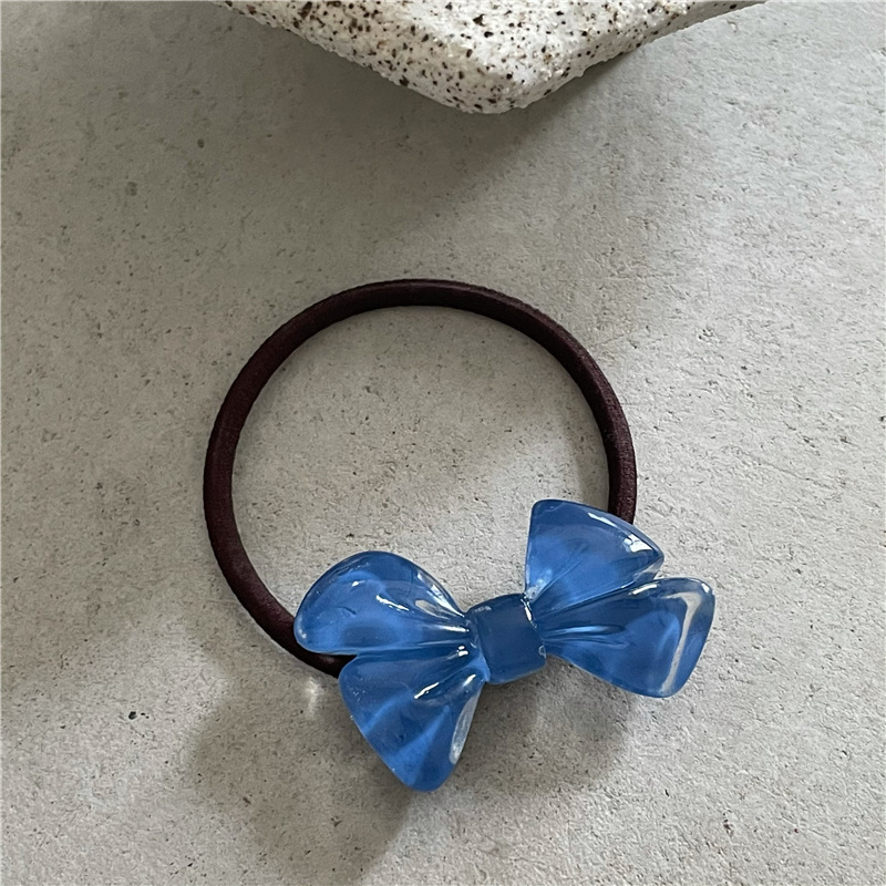 Summer Fresh Style Jelly Texture Acrylic Bow Hair Ring Horsetail Hair Rope Hair Strap Sweet New_voghion.com