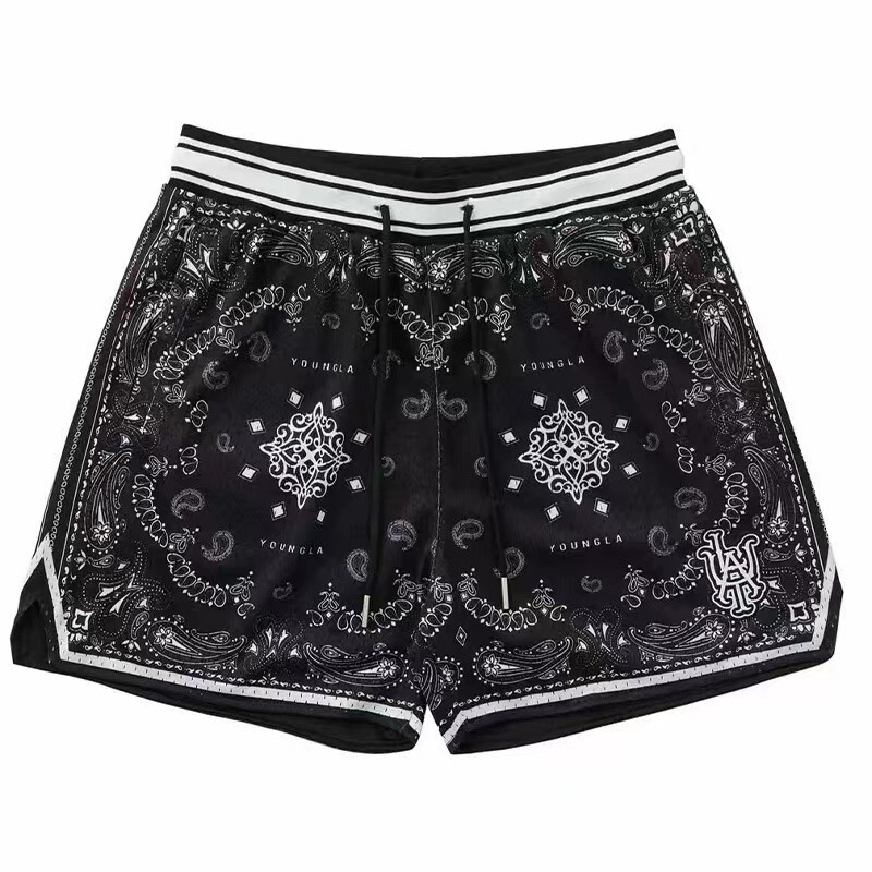 American Basketball Pants Fashionable Cashew Flower Shorts Men's Breathable Quick-drying Loose Summer Mesh Casual Sports Quarterer Pants