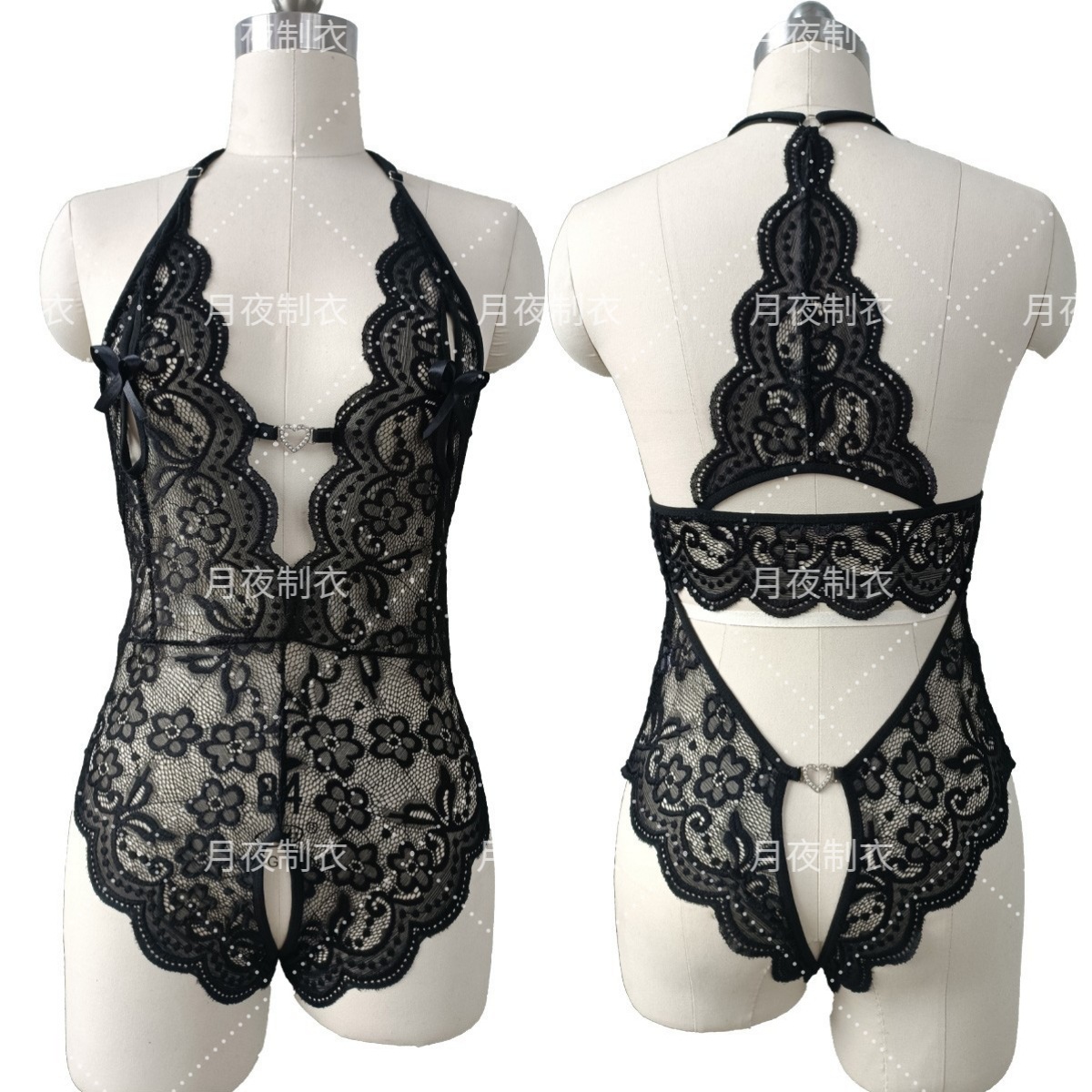 Más el tamaño de lencería sexy de las mujeres de diseño profundo en V de gama abierta libre sexy mono sexy uniforme traje de mucama 200kg