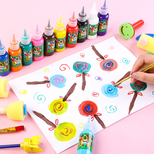 EVA sponge seal children's DIY painting sponge brush set kindergarten painting tools wooden handle sponge brush