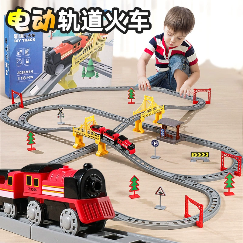 Электрический поезд руления маленький поезд с рельсами детские игрушки мальчик автомобиль мальчик пазл 3 один 6 лет 1 ребенок 8