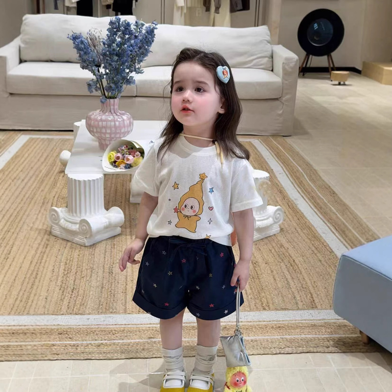 26 Summer Style Sweet Baby Girl Sleeveless Polka Dot Knit Vest with Stylish Flared Denim Pants Two-Piece Set Thin