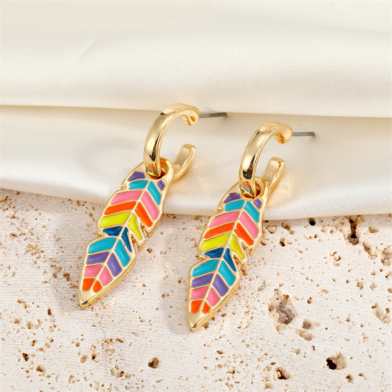 Earrings Classification Wedding, Travel, Birthday, Festival Occasion Simple Style Leaf Plating Alloy No Inlaid Drop Earrings